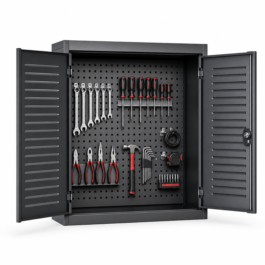 Wall Mounted Tool Cupboard with Louvre or Perforated Back Panel