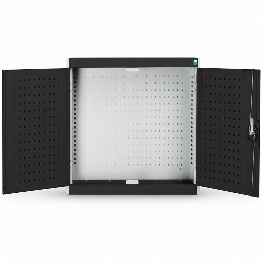 Wall Mounted Tool Cupboard with Perforated Door Storage