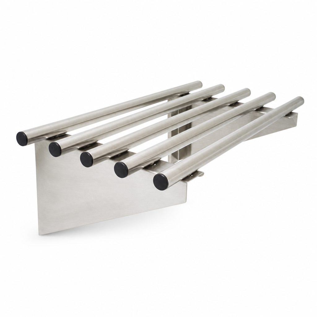 Wall Mounted Tubular Stainless Steel Shelf 300mm Deep