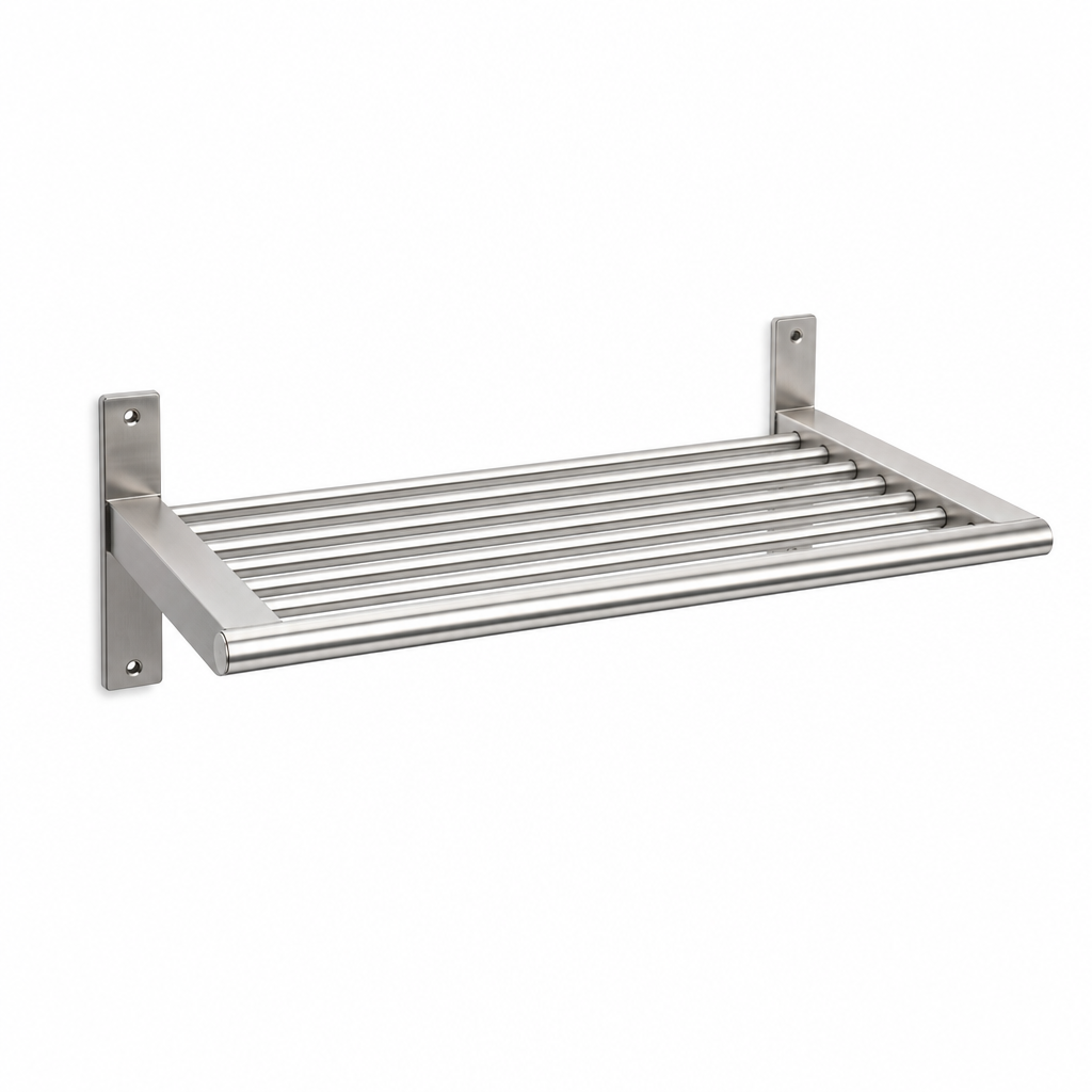 Wall Mounted Tubular Stainless Steel Shelf 300mm Deep