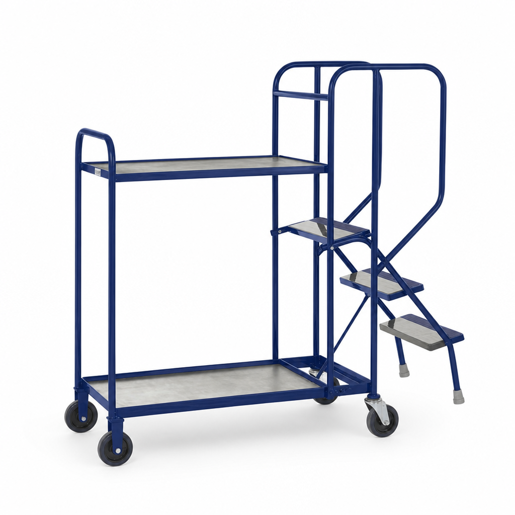Warehouse Picking Trolley with Integrated Steps