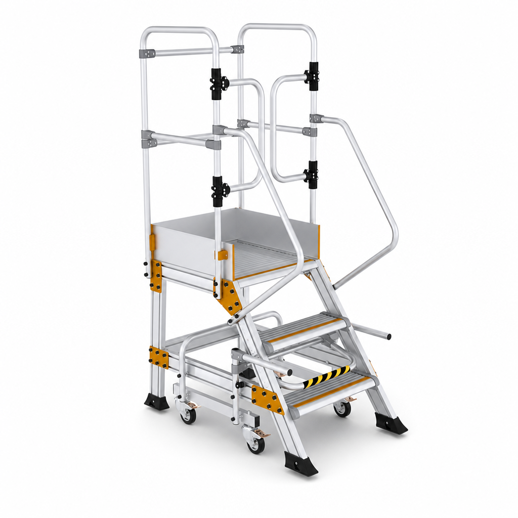 Warehouse Safety Steps with Locking Mechanism