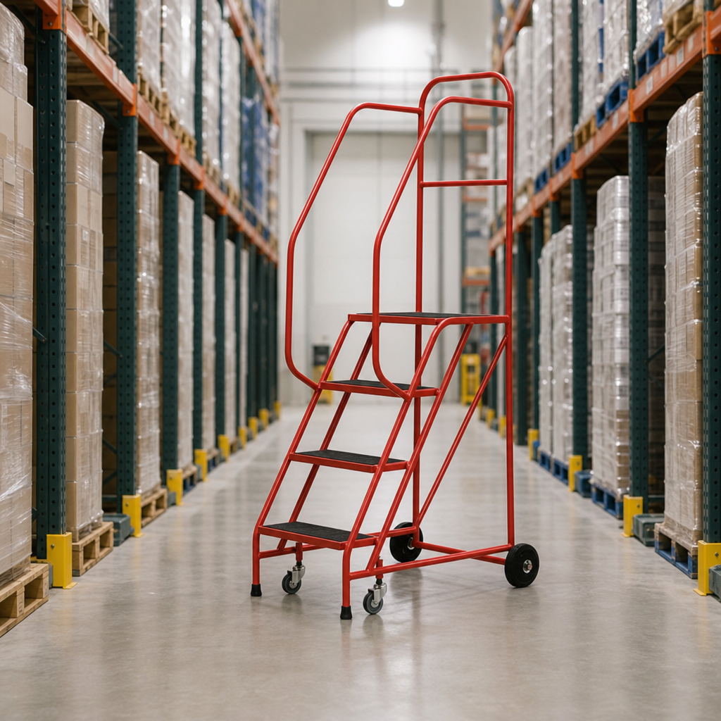 Warehouse Step Ladders with Anti-Slip Steel Treads