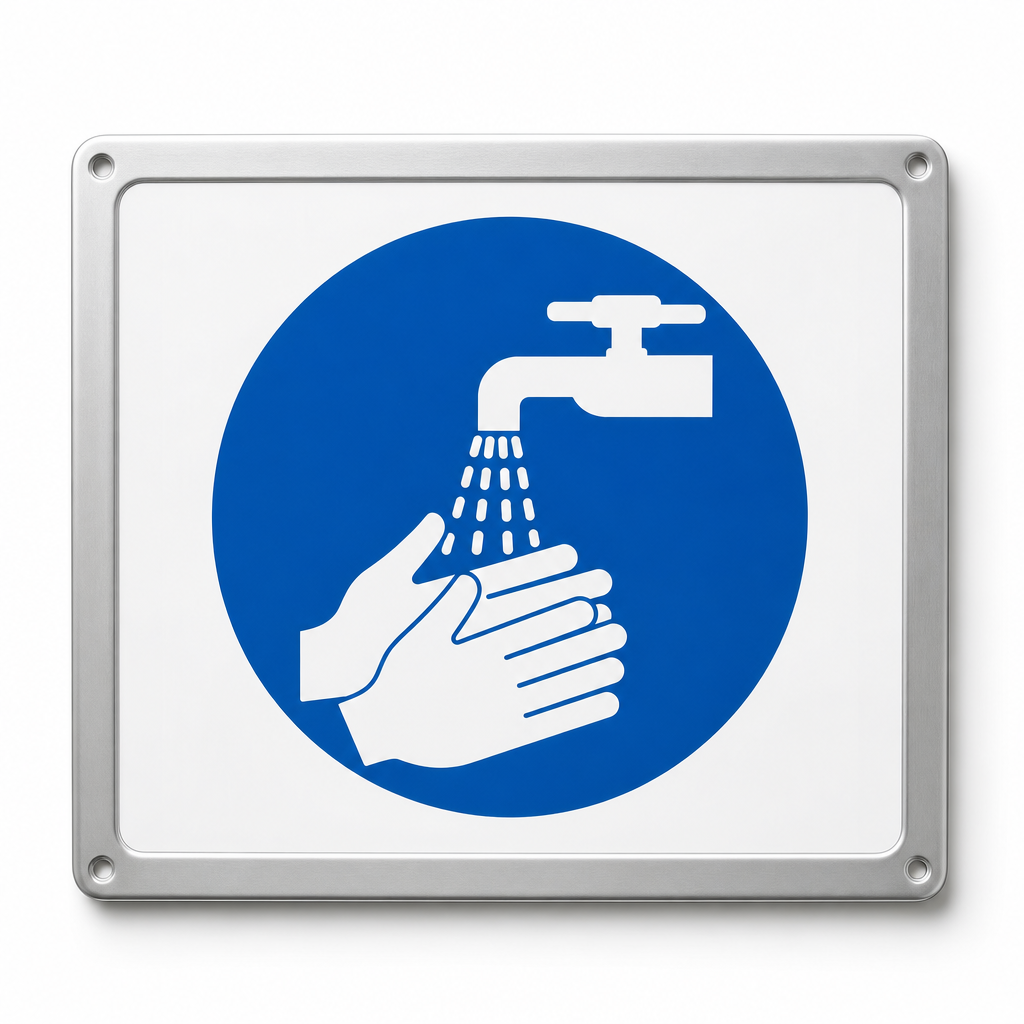 Wash Hands Safety Sign in Aluminium, PVC or Vinyl