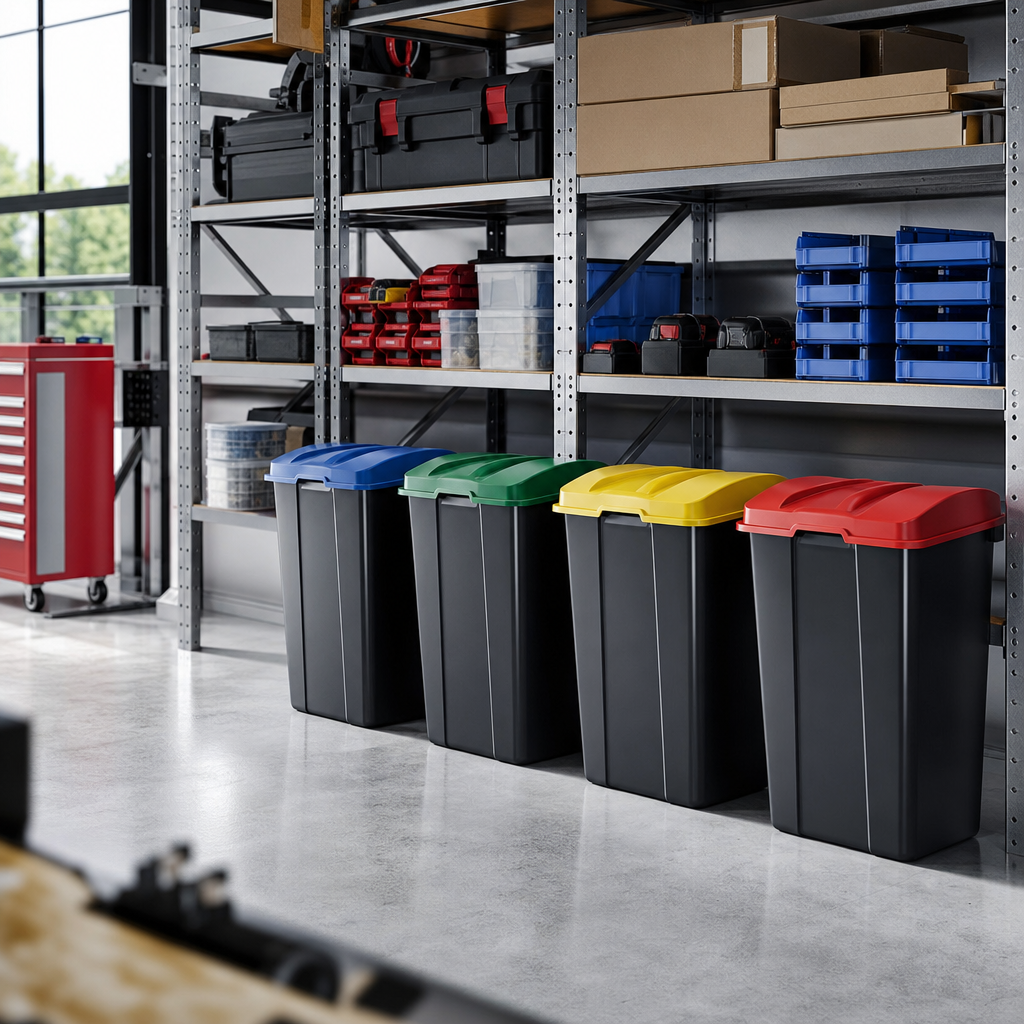 Waste Sorting Bins With Coloured Lids 60L–80L
