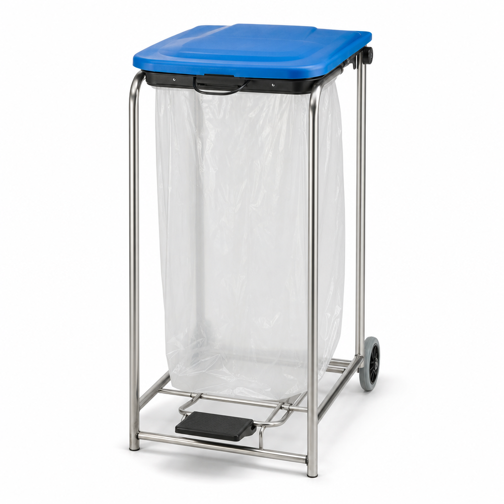 Wheeled Recycling Bin Bag Holder with Pedal Lid 110L