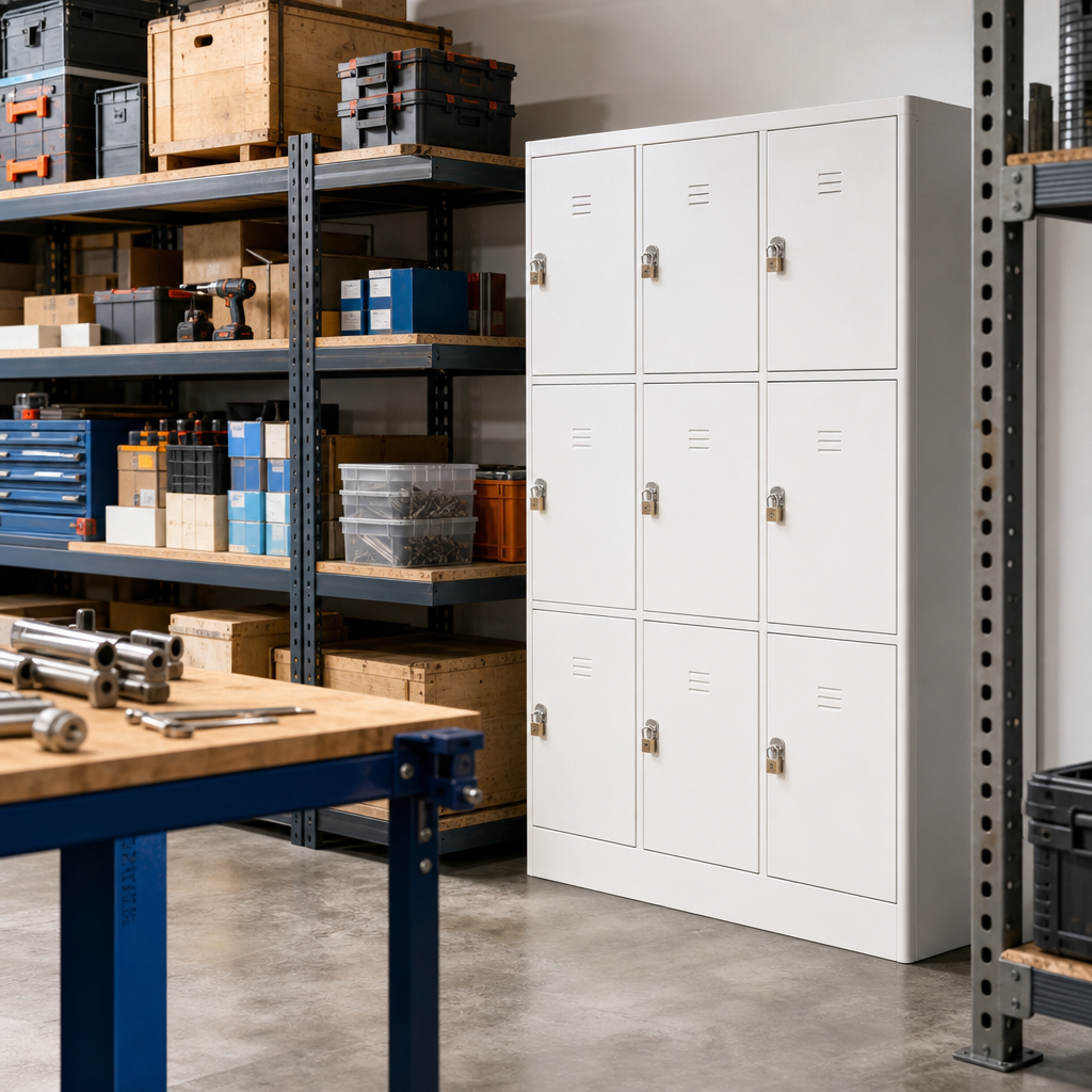 White Anti-Bacterial Cylinder and Hasp Storage Lockers