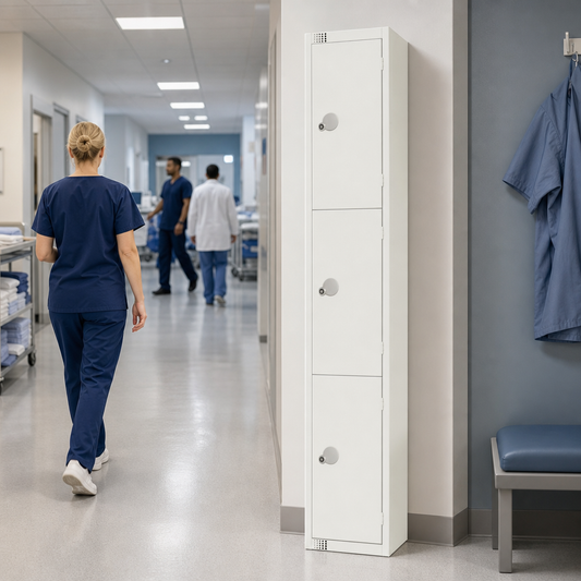 White Anti-Bacterial Cylinder and Hasp Storage Lockers
