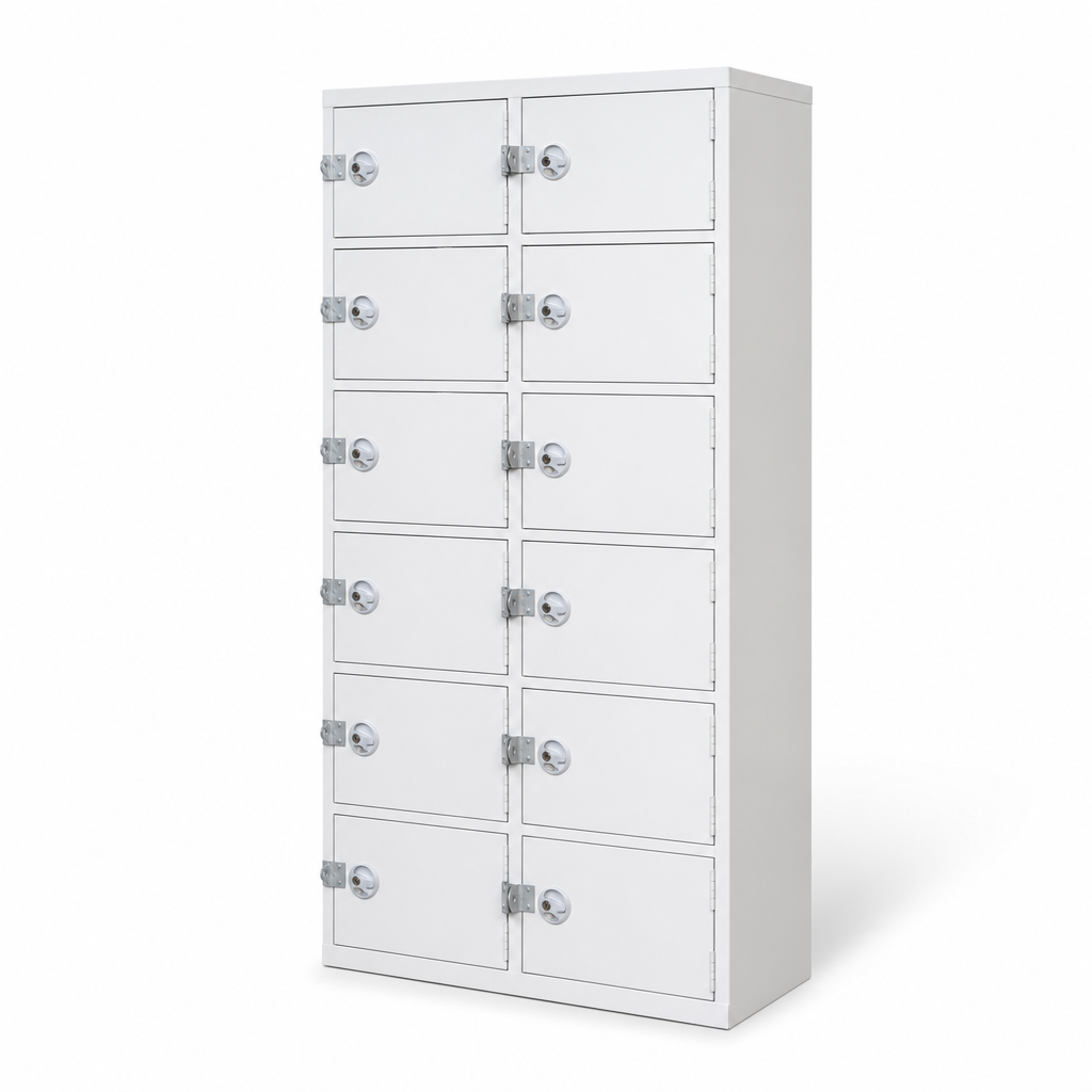 White Anti-Bacterial Cylinder and Hasp Storage Lockers