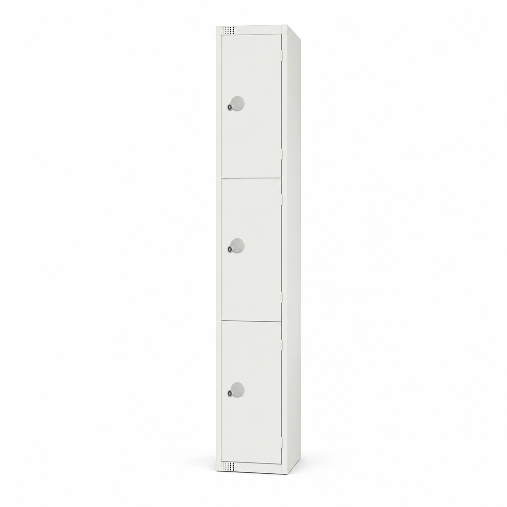 White Anti-Bacterial Cylinder and Hasp Storage Lockers