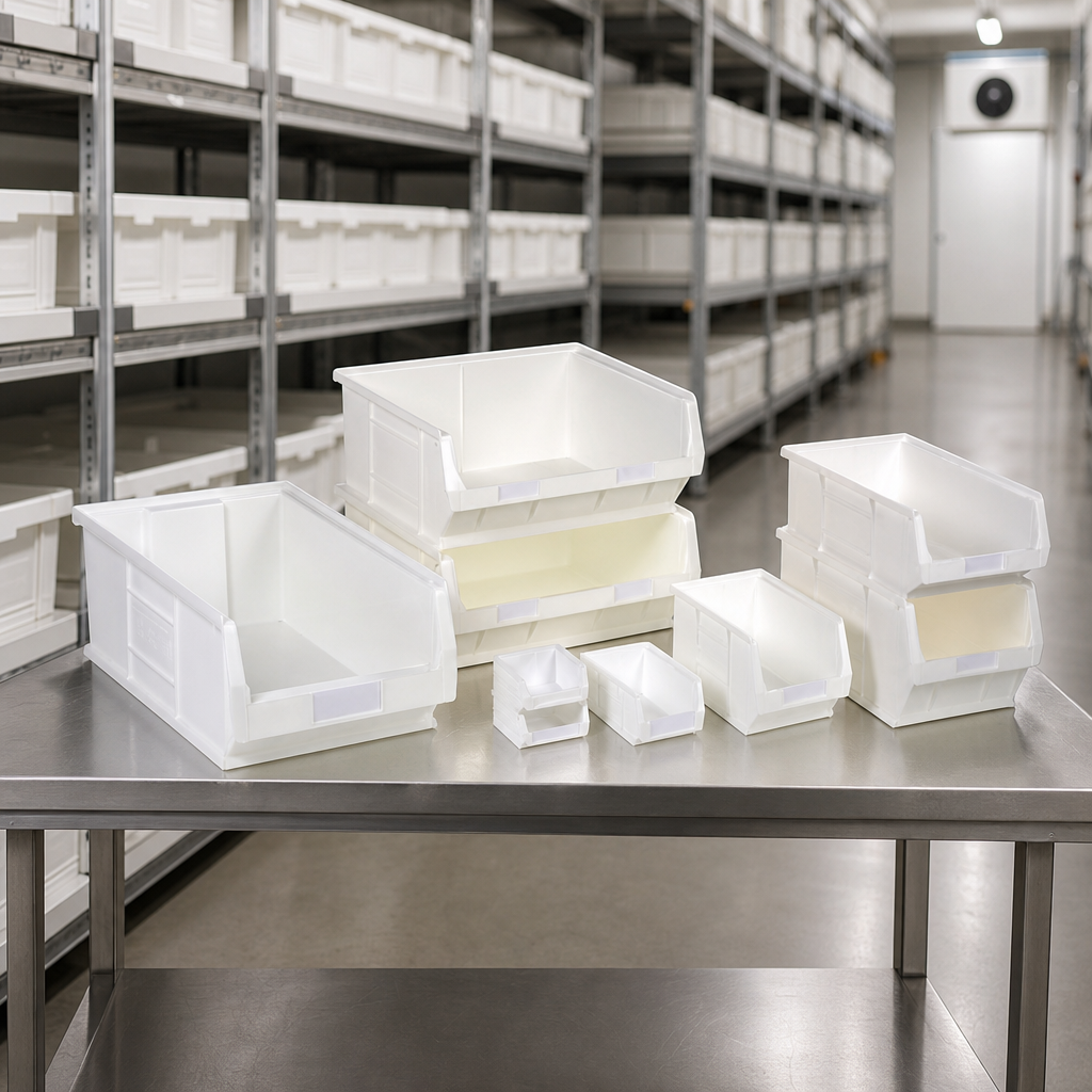 White Anti-Bacterial Semi-Open Fronted Food Storage Containers