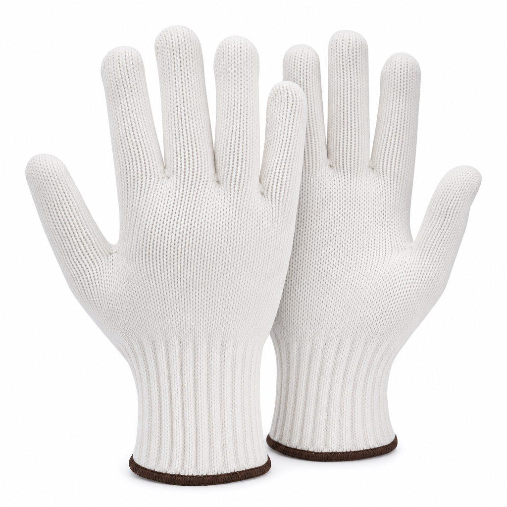 White Knitted Cotton Work Gloves - Light-Duty Protection