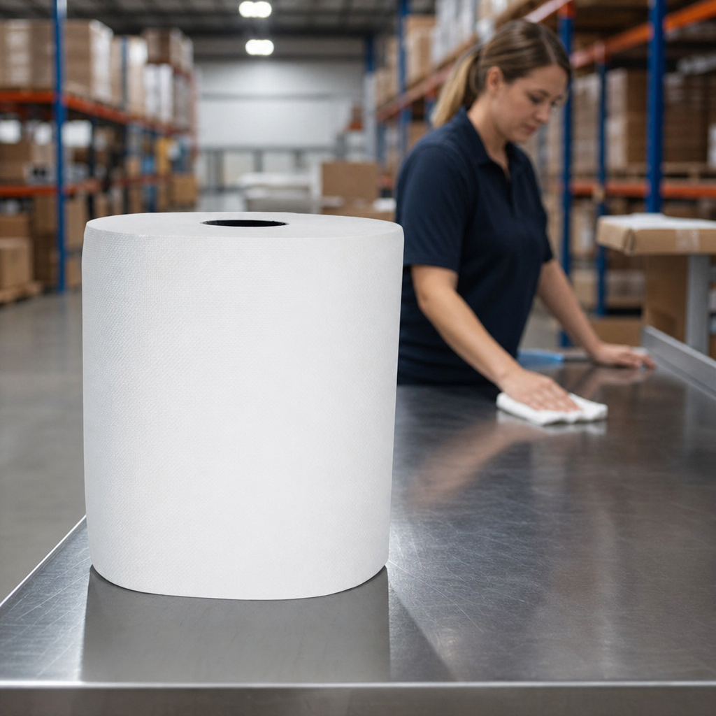 White Wiping Roll with 1500 Sheets