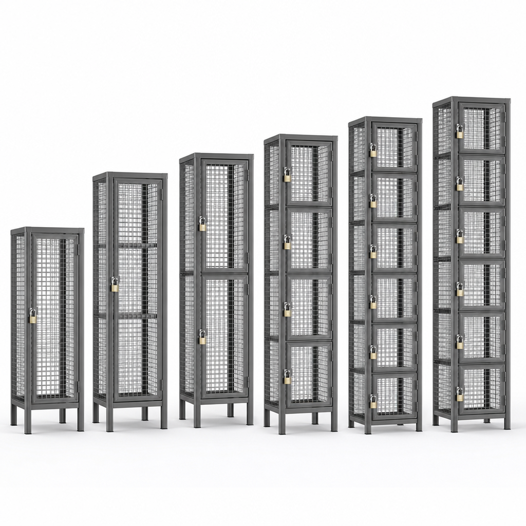 Wire Mesh Lockers with Hasp Lock – 1 to 6 Door Compartments