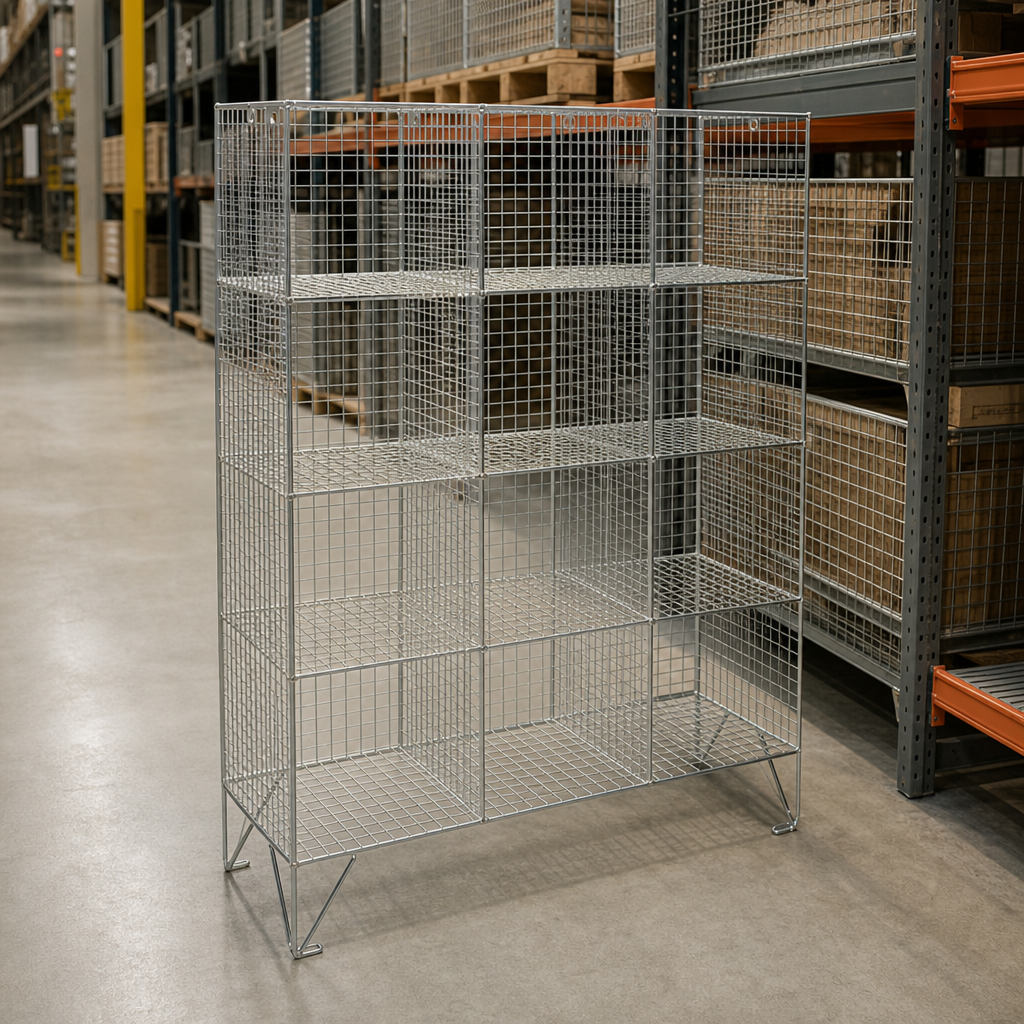 Wire Mesh Storage Basket Stacking Units with Cubed Partitions