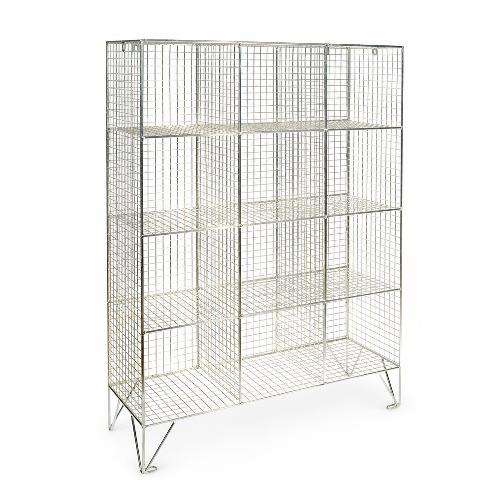 Wire Mesh Storage Basket Stacking Units with Cubed Partitions