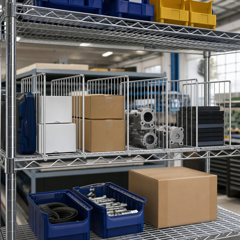 Wire Shelf Dividers for Chrome Shelving Bays