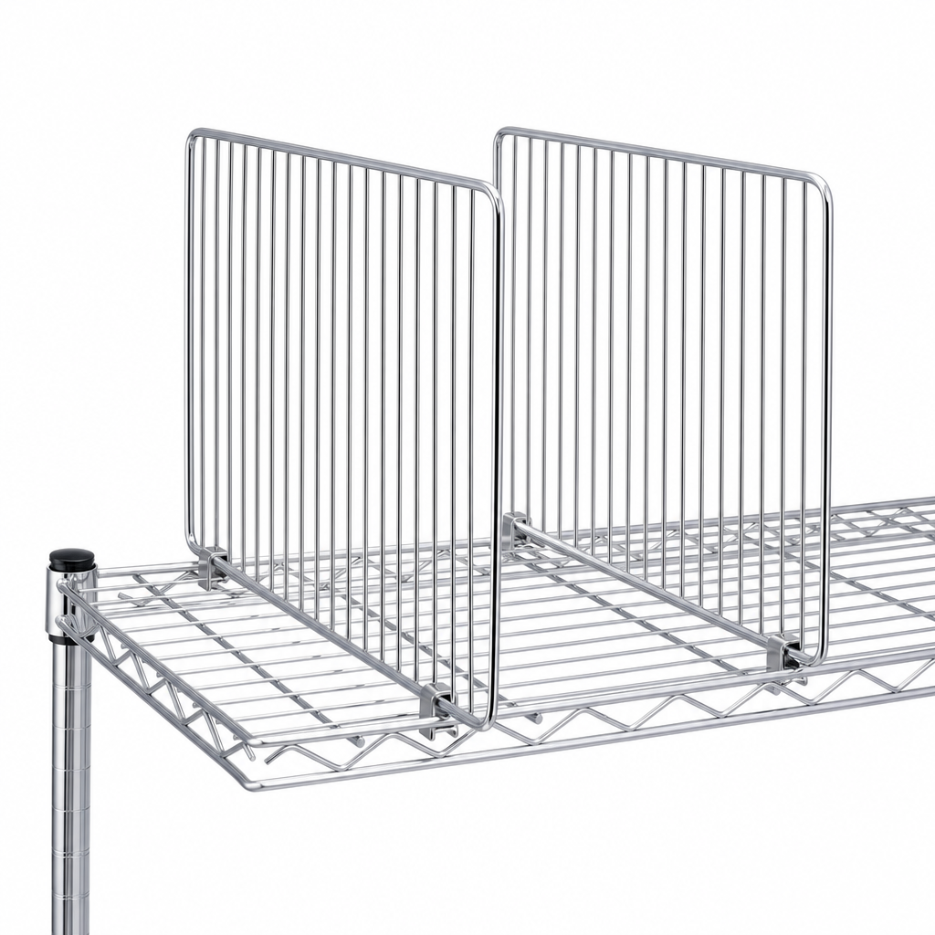 Wire Shelf Dividers for Chrome Shelving Bays
