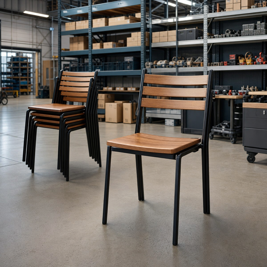 Wooden Bistro Chair with Stackable Design