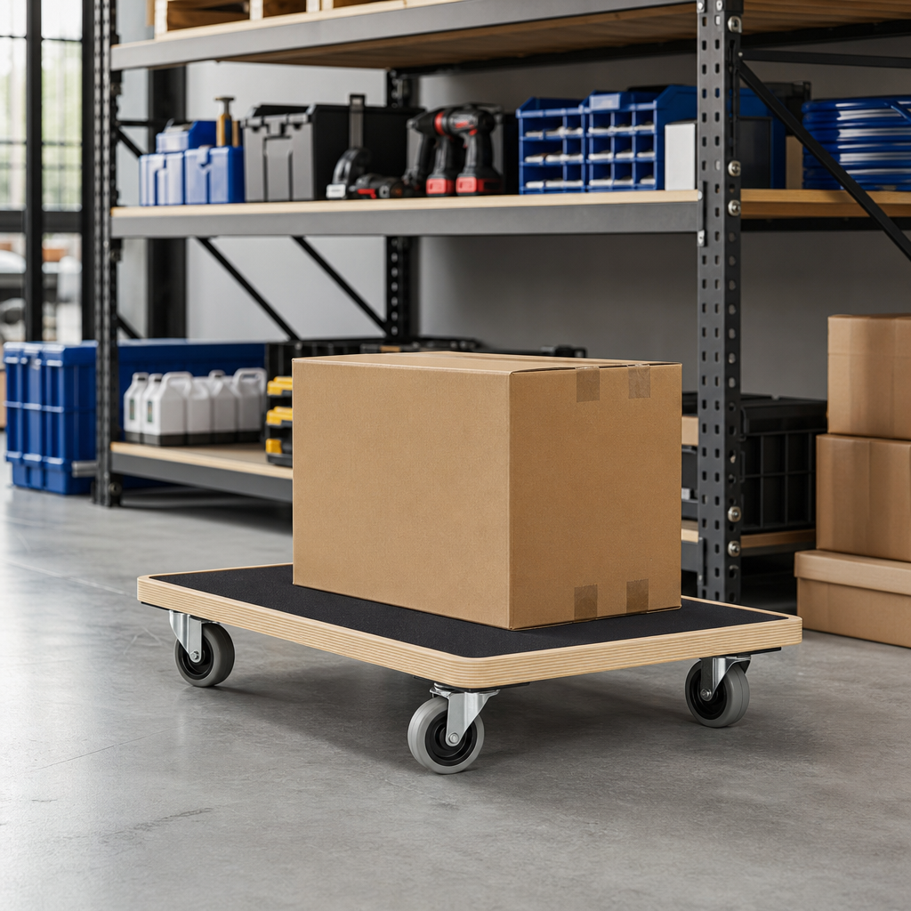 Wooden Rolling Platform with Rubber Surface 250kg Capacity