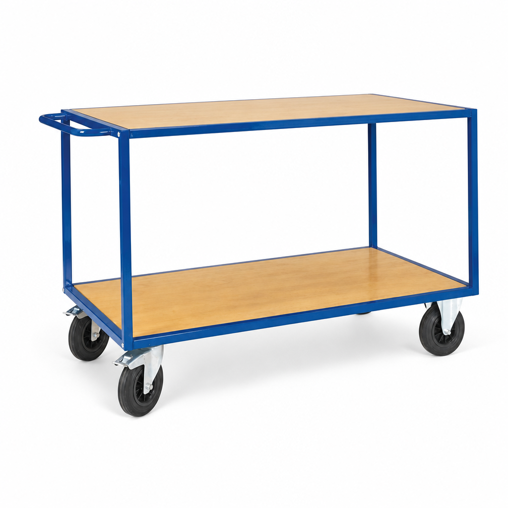 Wooden Table Trolley with Two Shelves 500kg Capacity