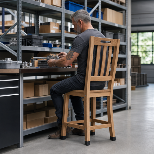 Wooden Workshop Chair with High Backrest