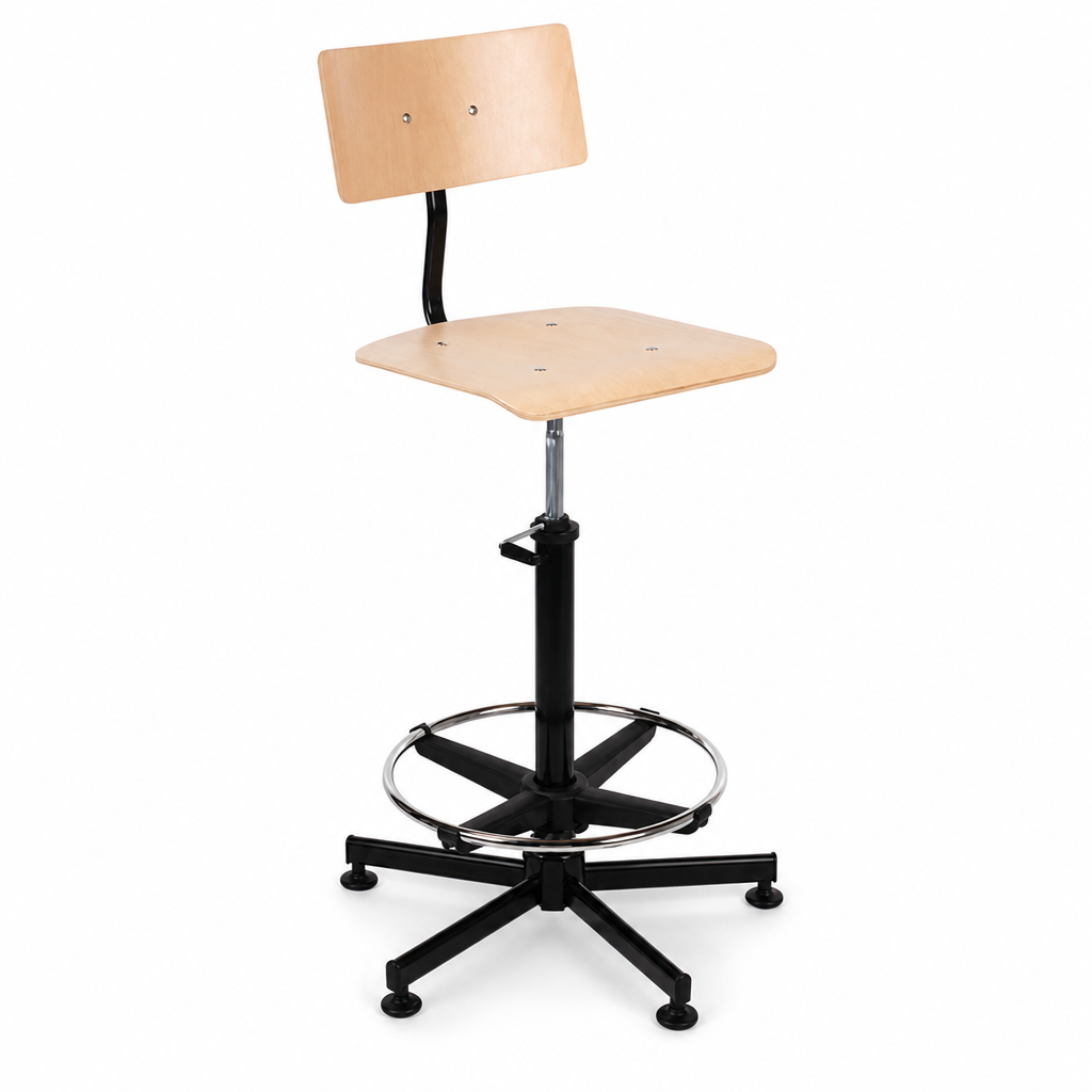 Wooden Workshop Chair with High Backrest