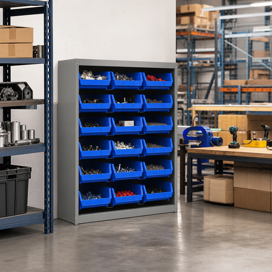 Workshop Storage Cabinet with 20 Plastic Bins 1000x800mm