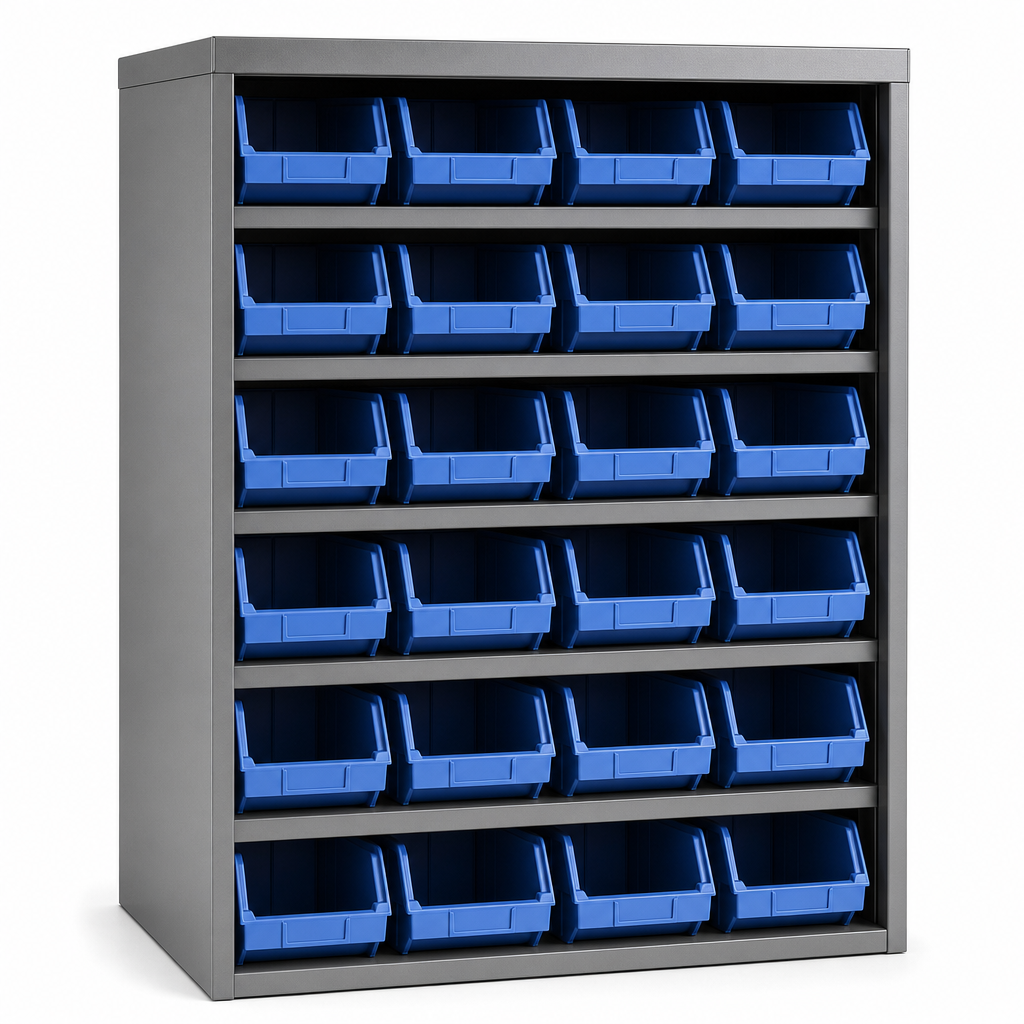 Workshop Storage Cabinet with 20 Plastic Bins 1000x800mm