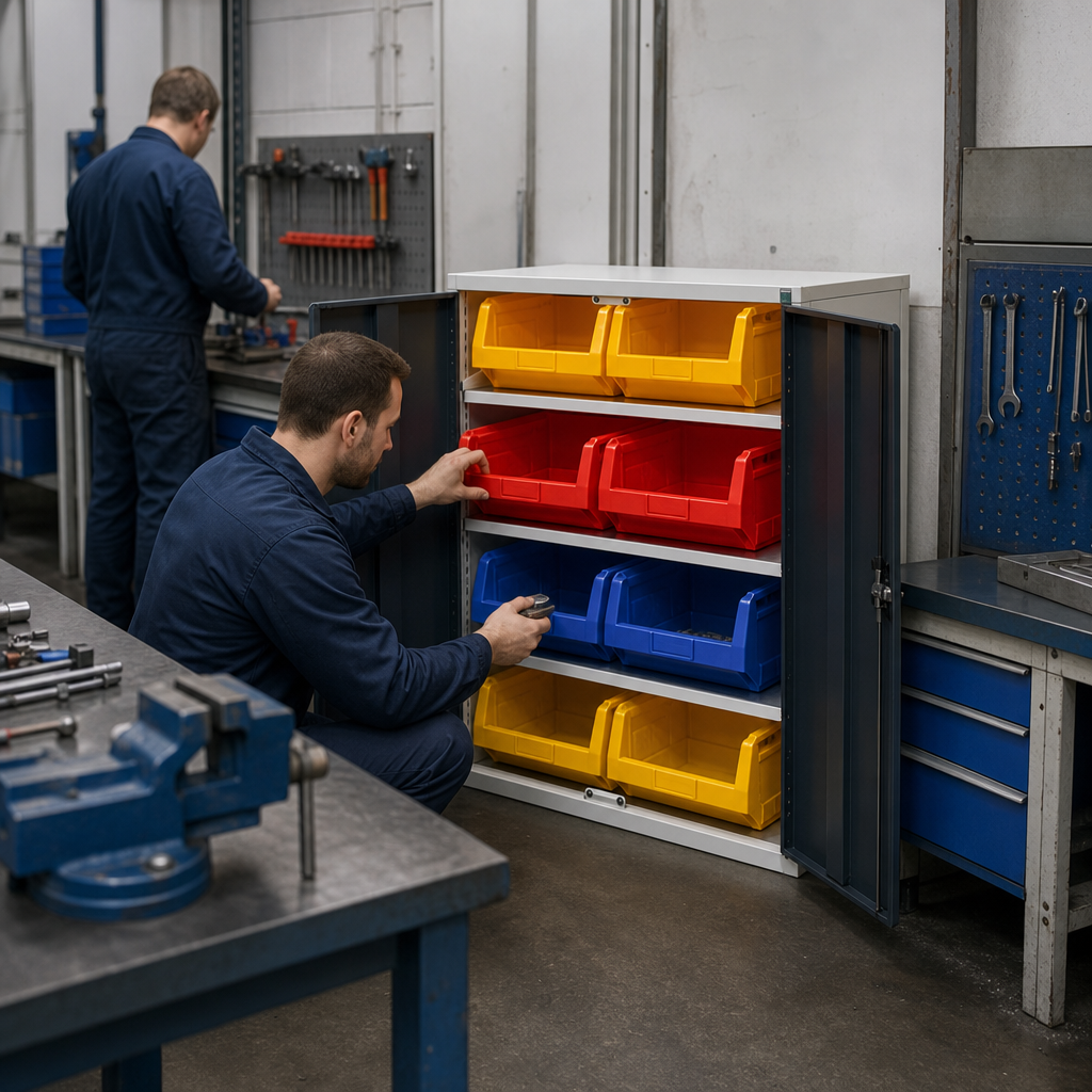 Workshop Storage Cabinet with 8 Bins 1000x800mm