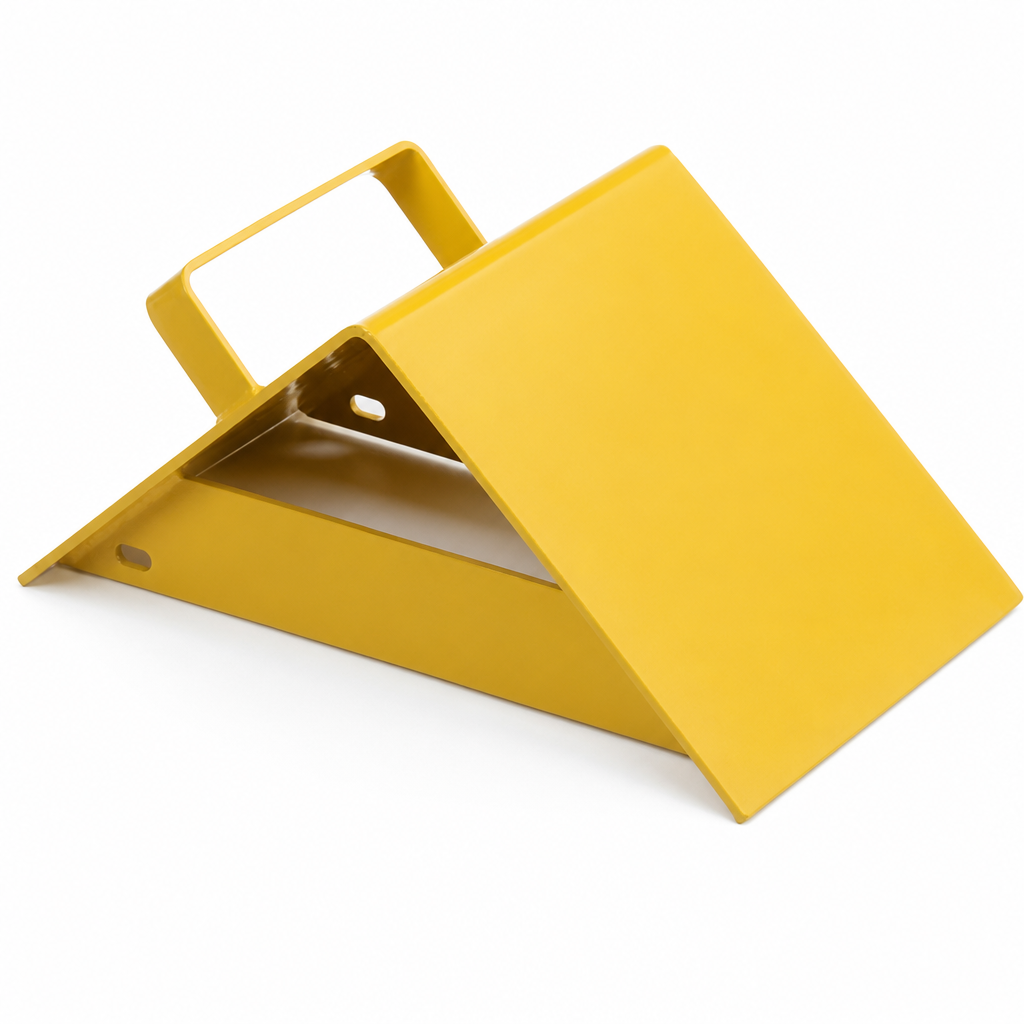 Yellow Metal Truck Wheel Chock With Handle