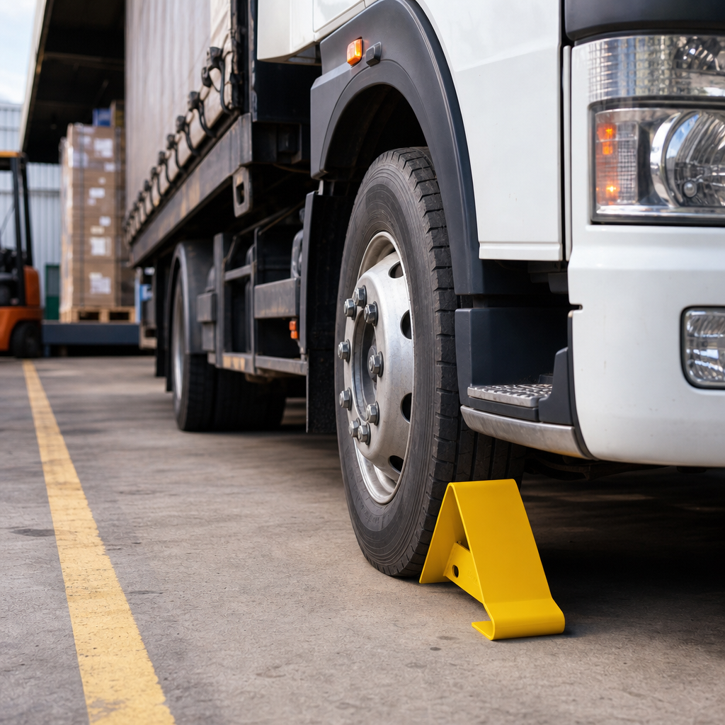 Yellow Metal Wheel Chock for Trucks