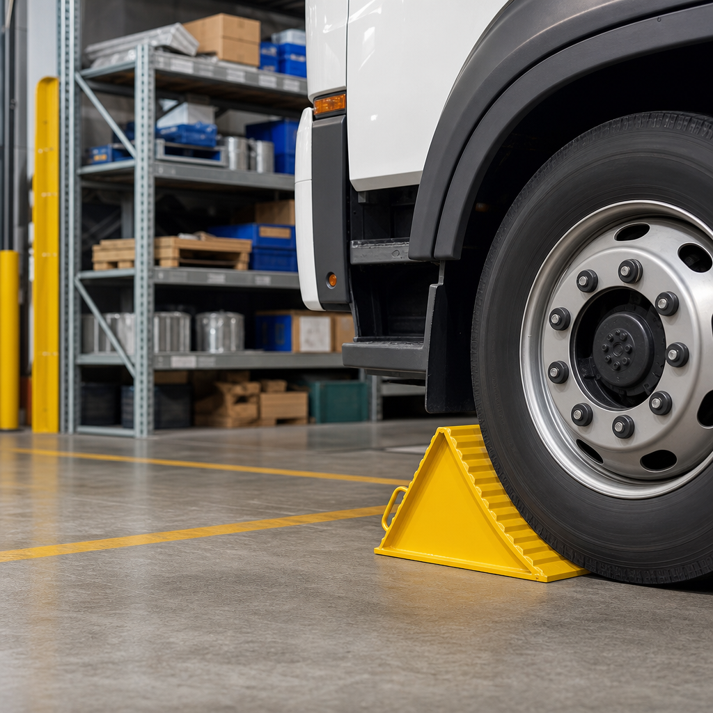 Yellow Metal Wheel Chock for Trucks