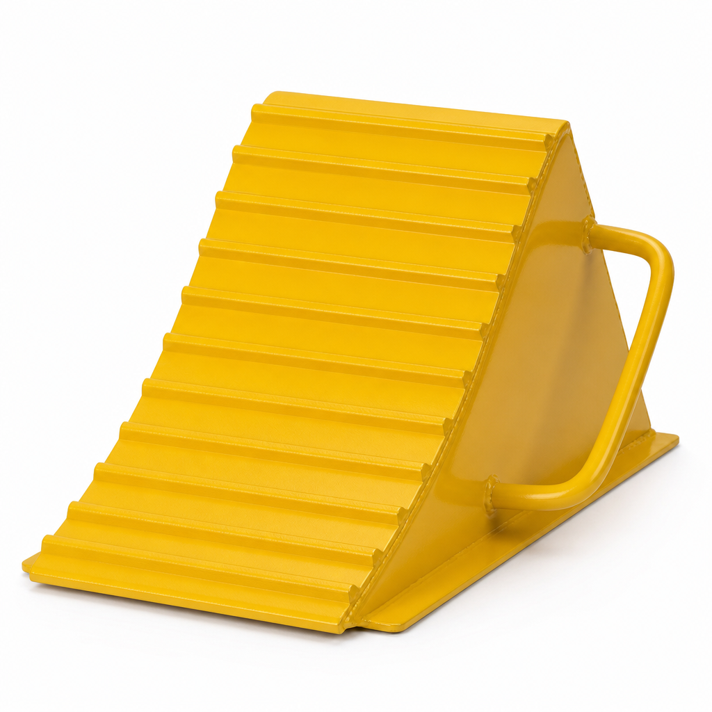 Yellow Metal Wheel Chock for Trucks