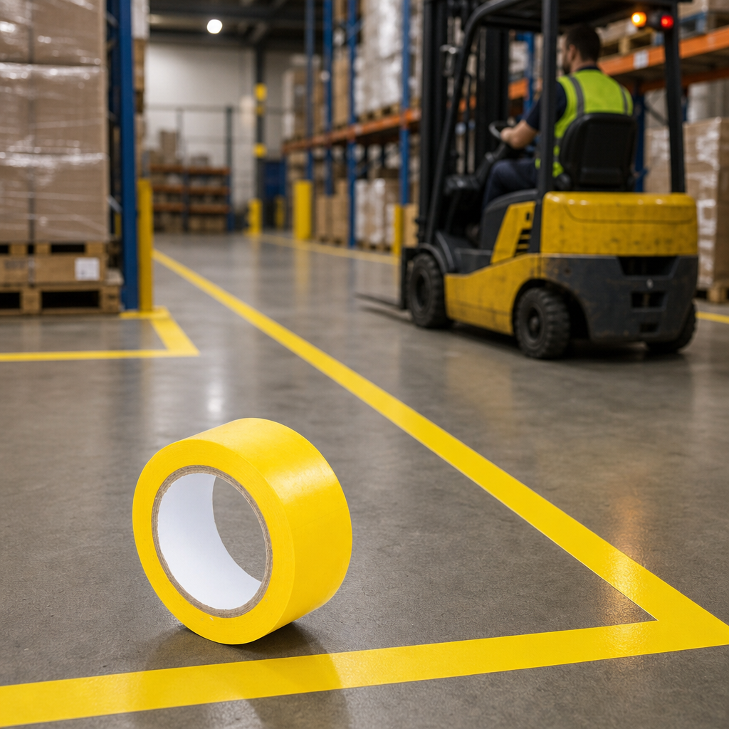 Yellow PVC Floor Marking Tape Roll 33m x 50mm