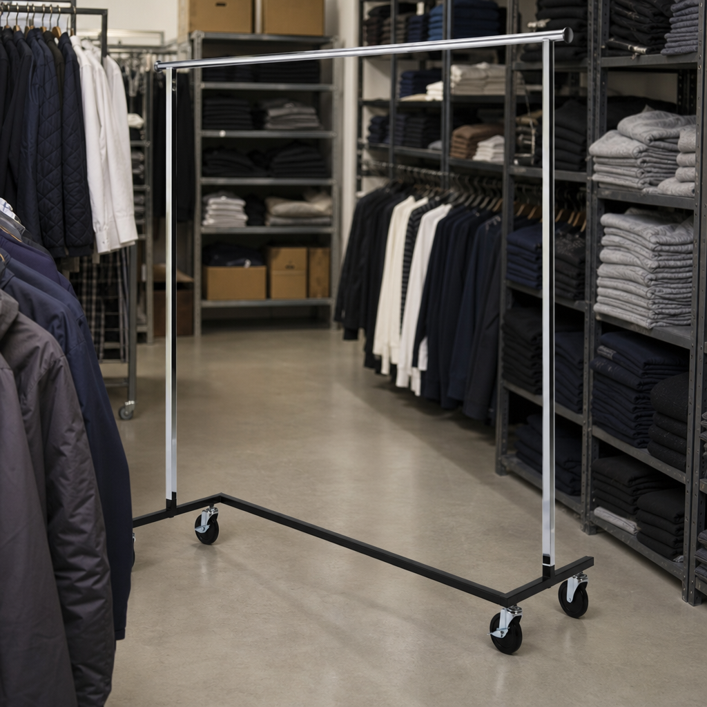 Z Frame Chrome Clothes Rail with Optional Hangers