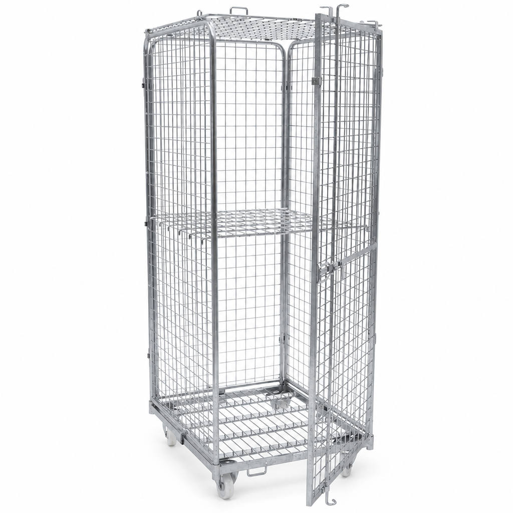 Zinc-Plated Steel Safety Roll Container 600kg Capacity