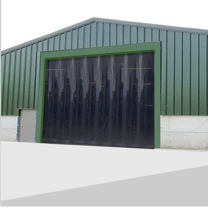 Dark Slate Gray Agricultural Strip Curtains (Swivel Hinge) Solid Opaque Black - Rail Bracket ( R1 Face Fit )