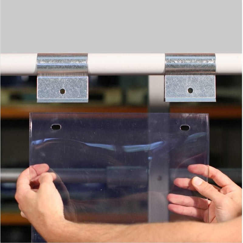 Gray Swivel Hinge Clear PVC Curtain Strips (400mm wide / 60% overlap) Linear Metre