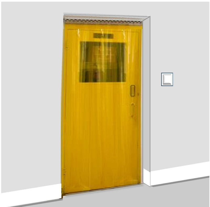Light Gray Transparent Yellow Coloured Strip Curtains (Hook-on)