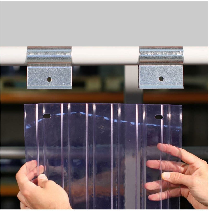 Dark Slate Gray Swivel Hinge Ribbed PVC Curtain Strips (400mm wide / 100% overlap) Linear Metre