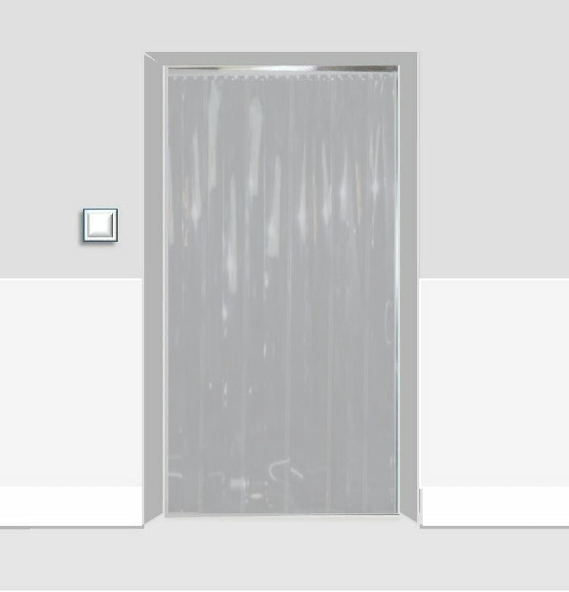 Light Gray Solid White Coloured Strip Curtains (Hook-on)